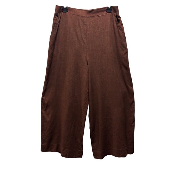 House Of Harlow 1960 Womens Wide-Leg Crop High-Waist Brown Pants Size L - Picture 3 of 6